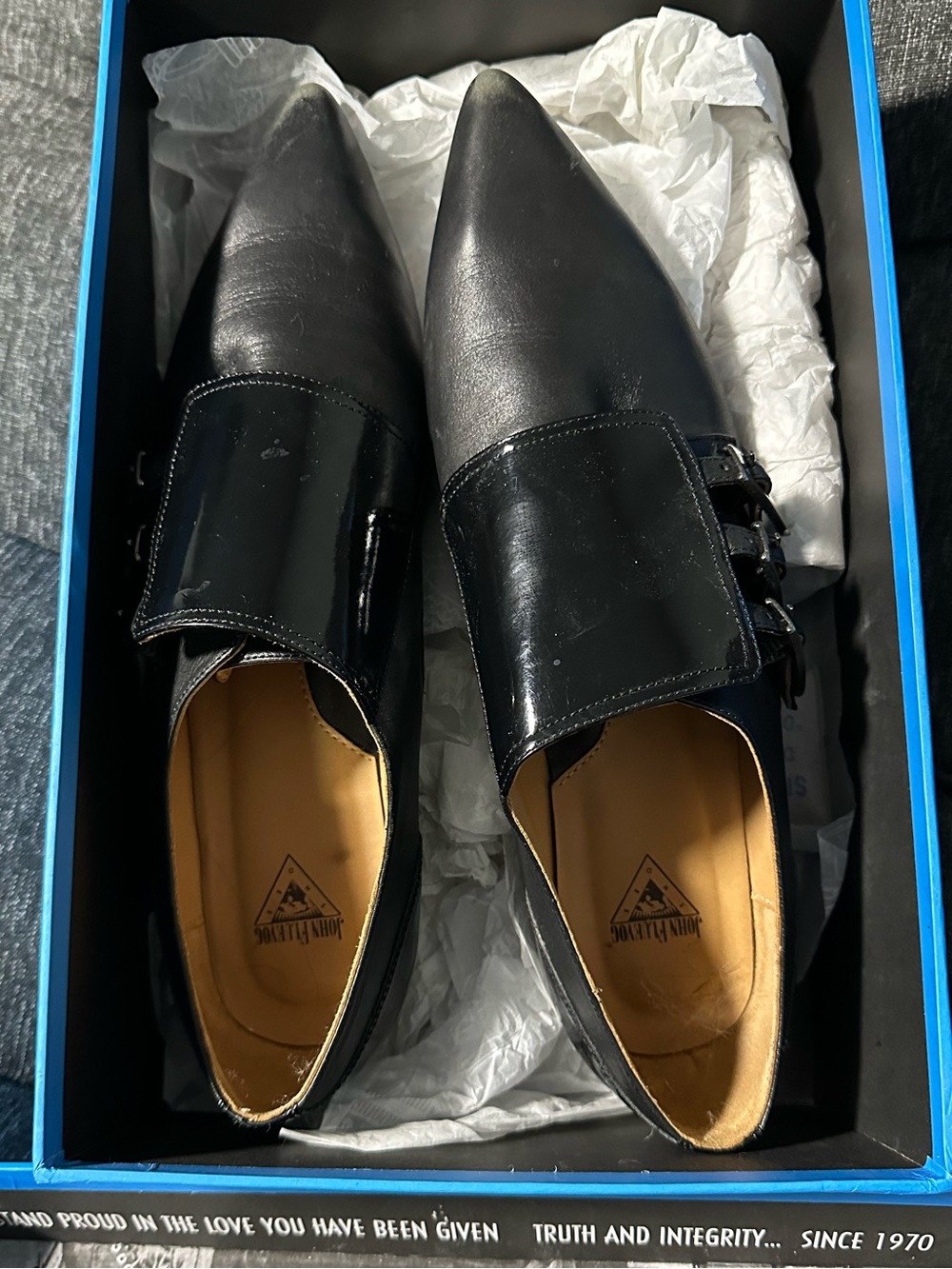 John Fluevog Catherine Flat Triple Monk Strap Shoe sz 11.5 womens